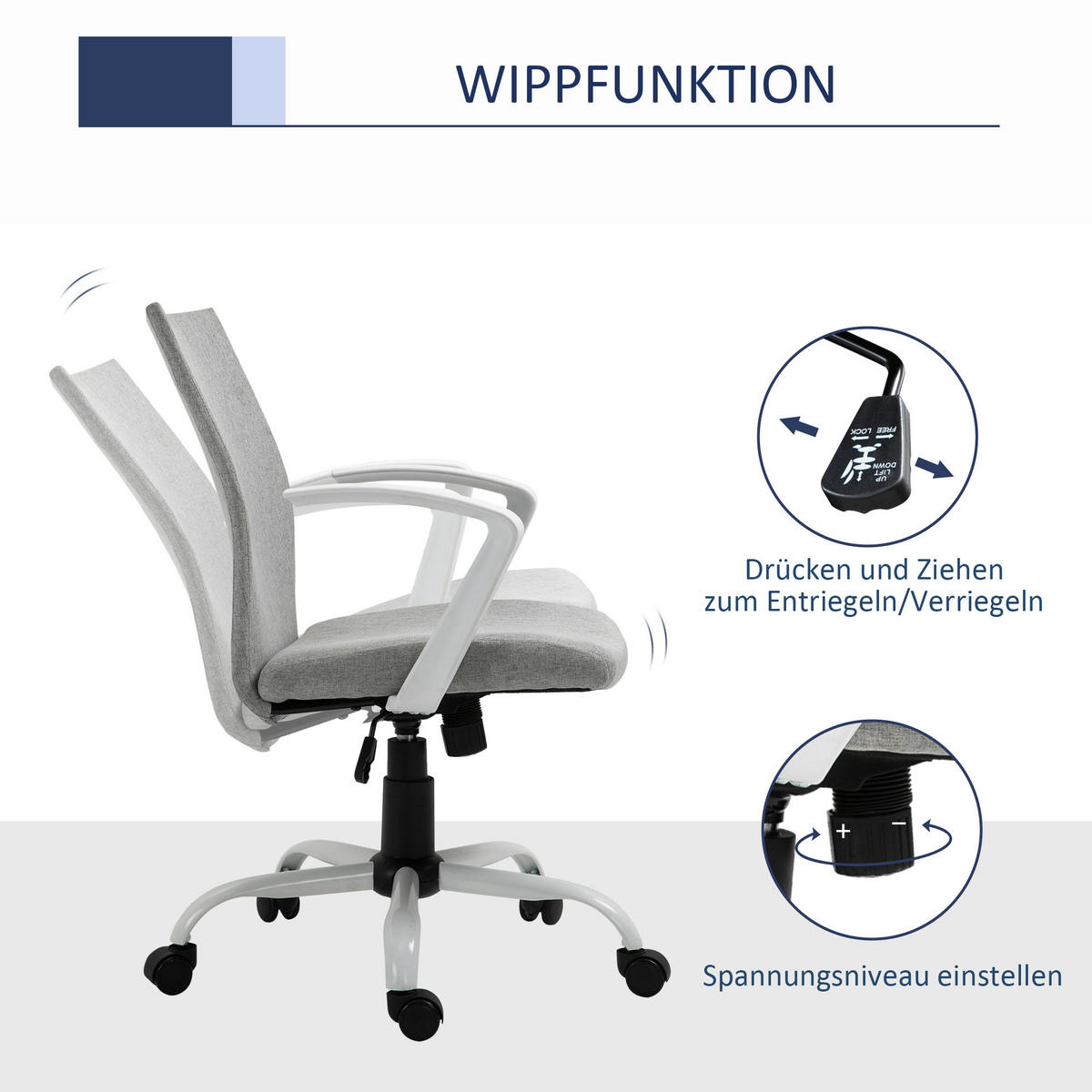 BÜROSTUHL, Schaumstoff, Nylon, Grau - Grau, Kunststoff (61/99/61cm) - Vinsetto