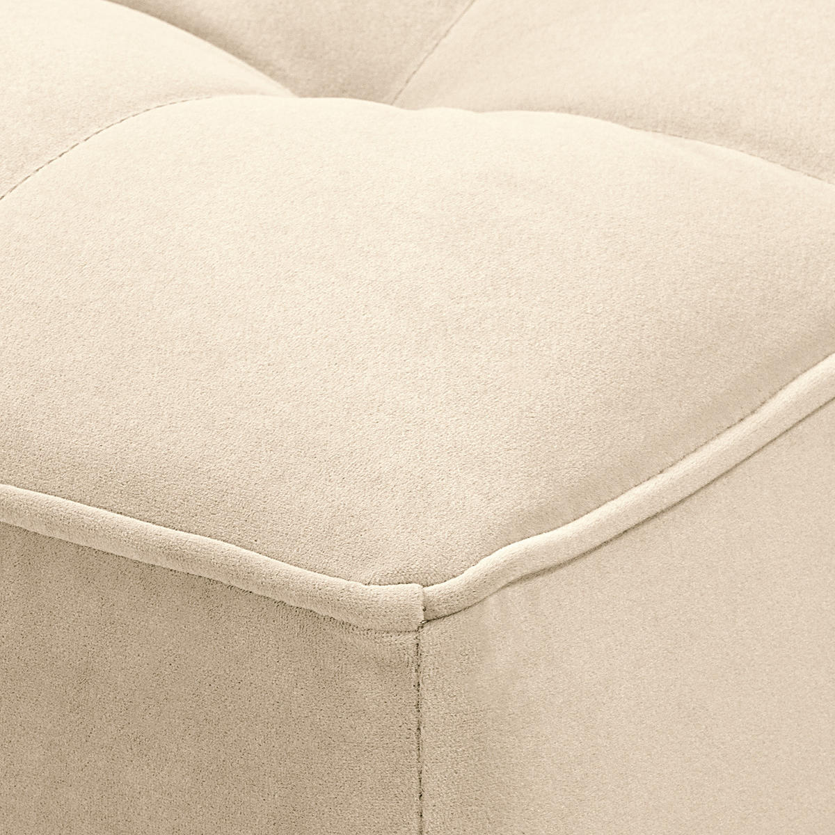 HOCKERBANK - Samt - Creme, Birkenholz/Textil (124/43/69cm) - home24