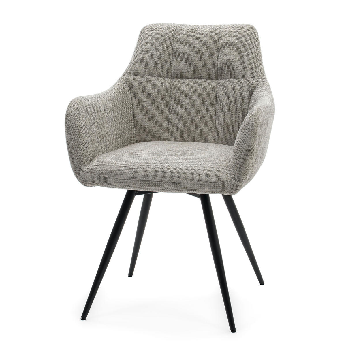 STUHL LUGANO drehbar gepolsterter mit Steppung - hellgrau - Chenille - Hellgrau/Schwarz, Textil/Metall (58/84/59cm) - NEW HOME