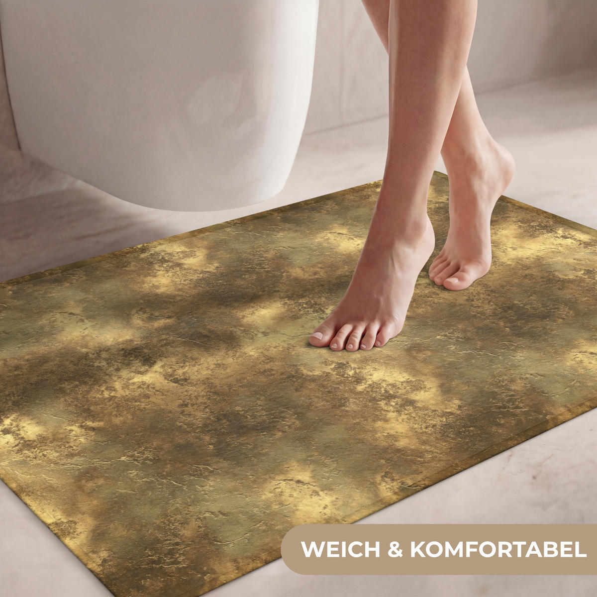 WC PŘEDLOŽKA Antique - metalický vzhled - Gold 90x60 cm - zlatá, textil/plast (90/1cm) - OnlyWow