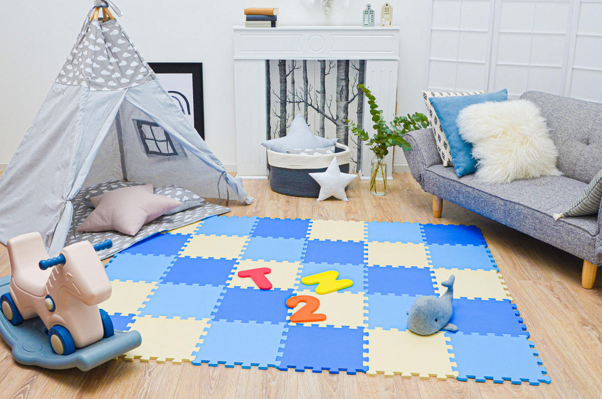 SPIELMATTE ab Null 270/90 cm Puzzlematte Hellblau - Multicolor, Kunststoff (30/30cm) - Littletom
