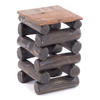 HOCKER BLOCK 38 Teak Recyclingholz massiv 04 schwarz-natur - Graubraun, Holz (30/39/30cm) - DESIGN DELIGHTS