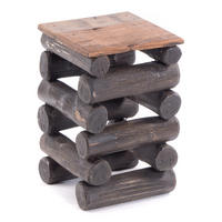 HOCKER BLOCK 38 Teak Recyclingholz massiv 04 schwarz-natur - Graubraun, Holz (30/39/30cm) - DESIGN DELIGHTS