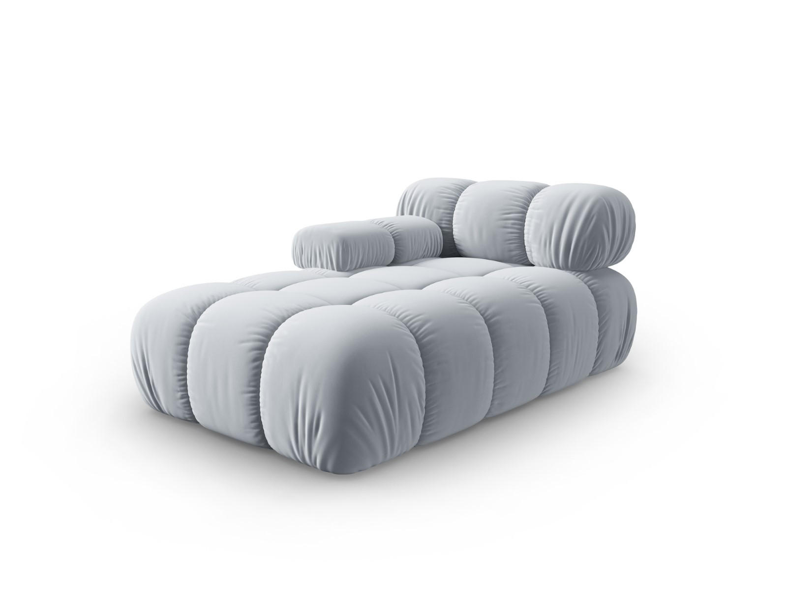 CHAISELONGUE links Bellis aus Samt hellblau - Hellblau, Textil (97/62/157cm) - Micadoni