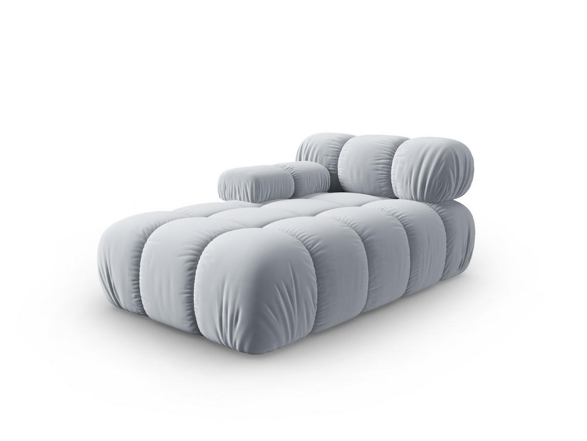 CHAISELONGUE links Bellis aus Samt hellblau - Hellblau, Textil (97/62/157cm) - Micadoni
