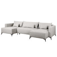 WOHNLANDSCHAFT - Hellgrau/Schwarz, Textil (382/81/148cm) - home24