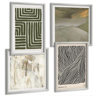 BILDER SET 4er Set - 50x50 cm & 40x60 cm Silberner Rahmen - Formmuster in Grün - Silberfarben, Kunststoff (50/50cm) - TULUP