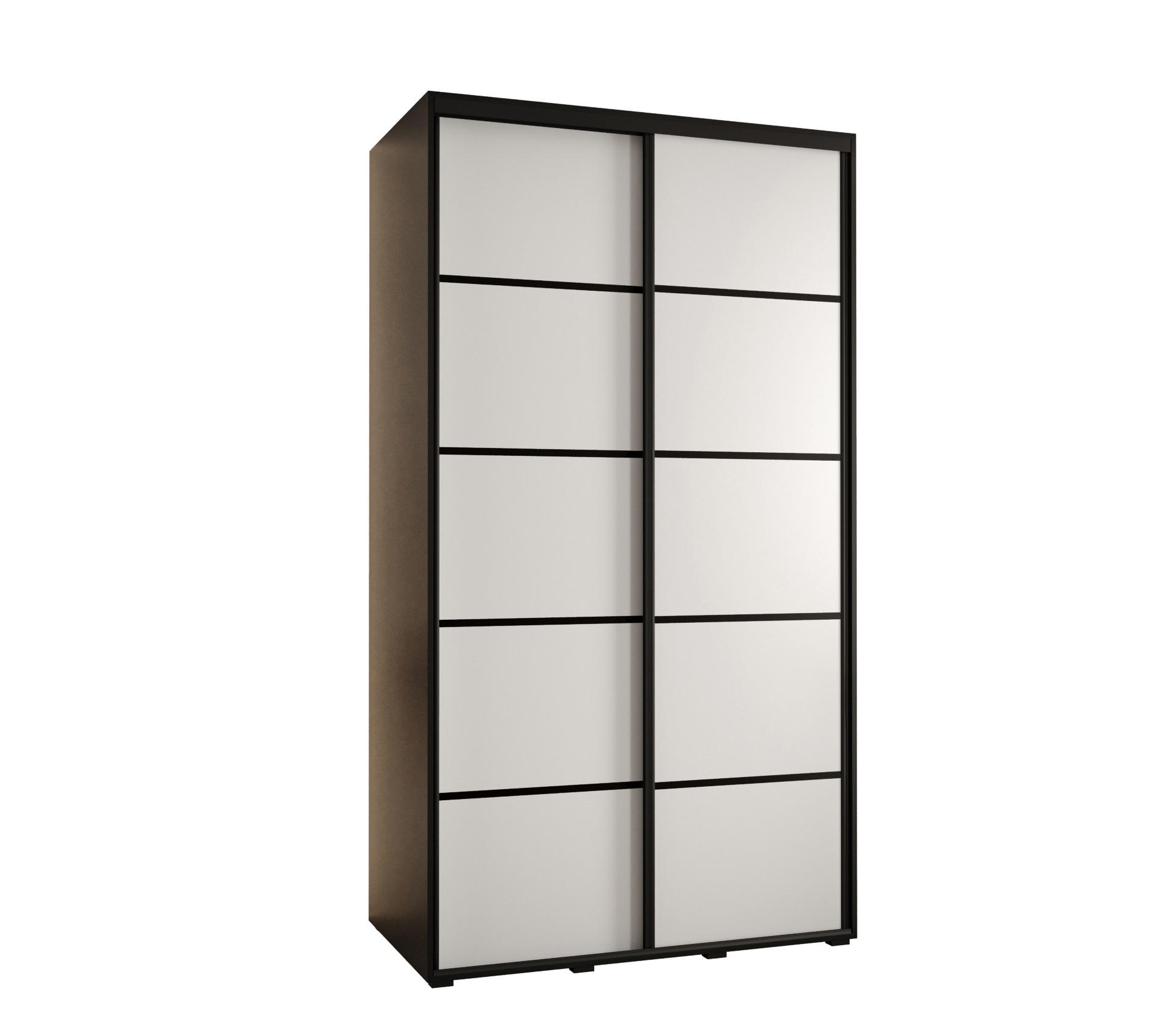 Abiks Möbel Schwebetürenschrank Schwarz, Weiß, Schwarz 130x235x60 cm