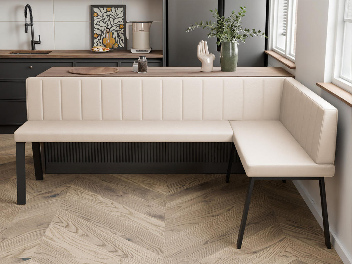 ECKBANK rechts MONO Y Kunstleder gesteppt, 128/168 cm Beige - Beige, Kunststoff/Textil (128/168cm) - Idohome