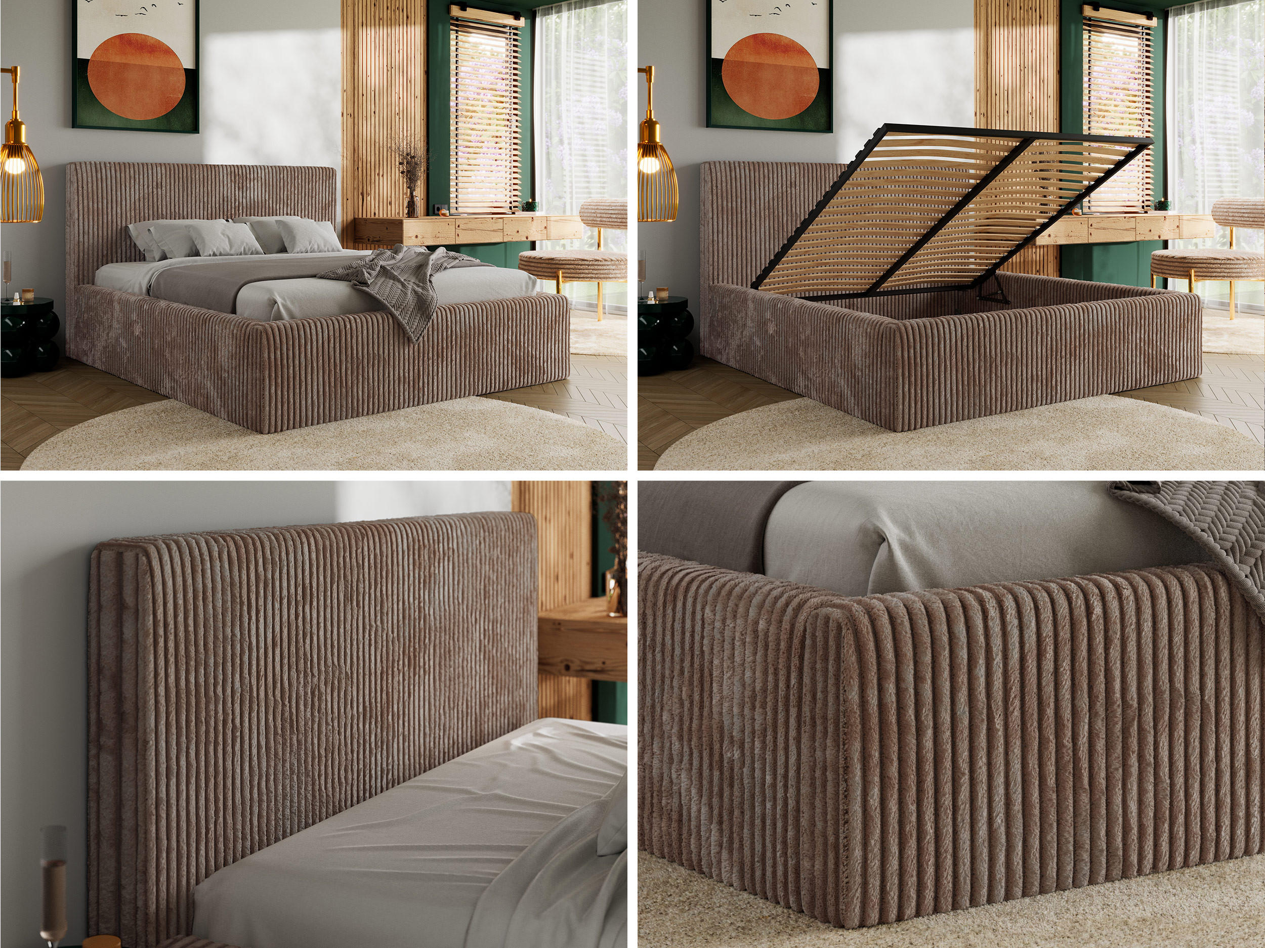 Thumbnail - MKS Polsterbett, Braun, Textil, 2-Sitzer, Rechteckig, 140x200 cm, Oeko-Tex®, Schlafzimmer, Betten, Polsterbetten