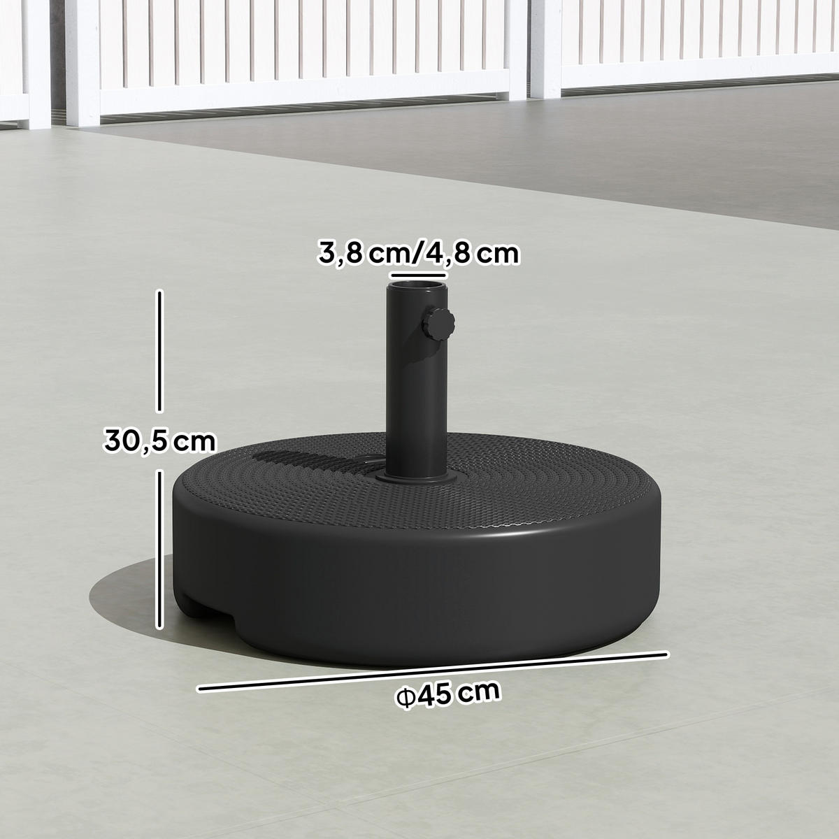 SONNENSCHIRMSTÄNDER DE-11613 Schwarz - Schwarz, Kunststoff (45/45cm) - ComfortXL