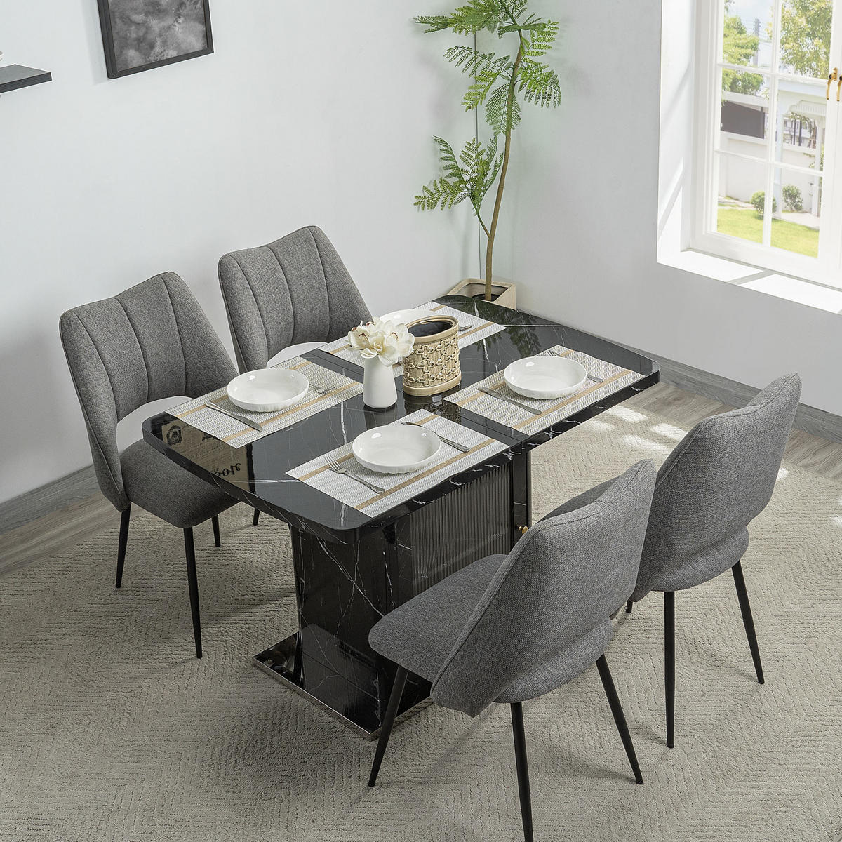 ESSTISCH 120-160/76/80 cm Schwarz aus Glas, MDF und Stahl mit Stauraum und Ausziehfunktion - Schwarz, Glas (160/80/76cm) - OKMYHOME