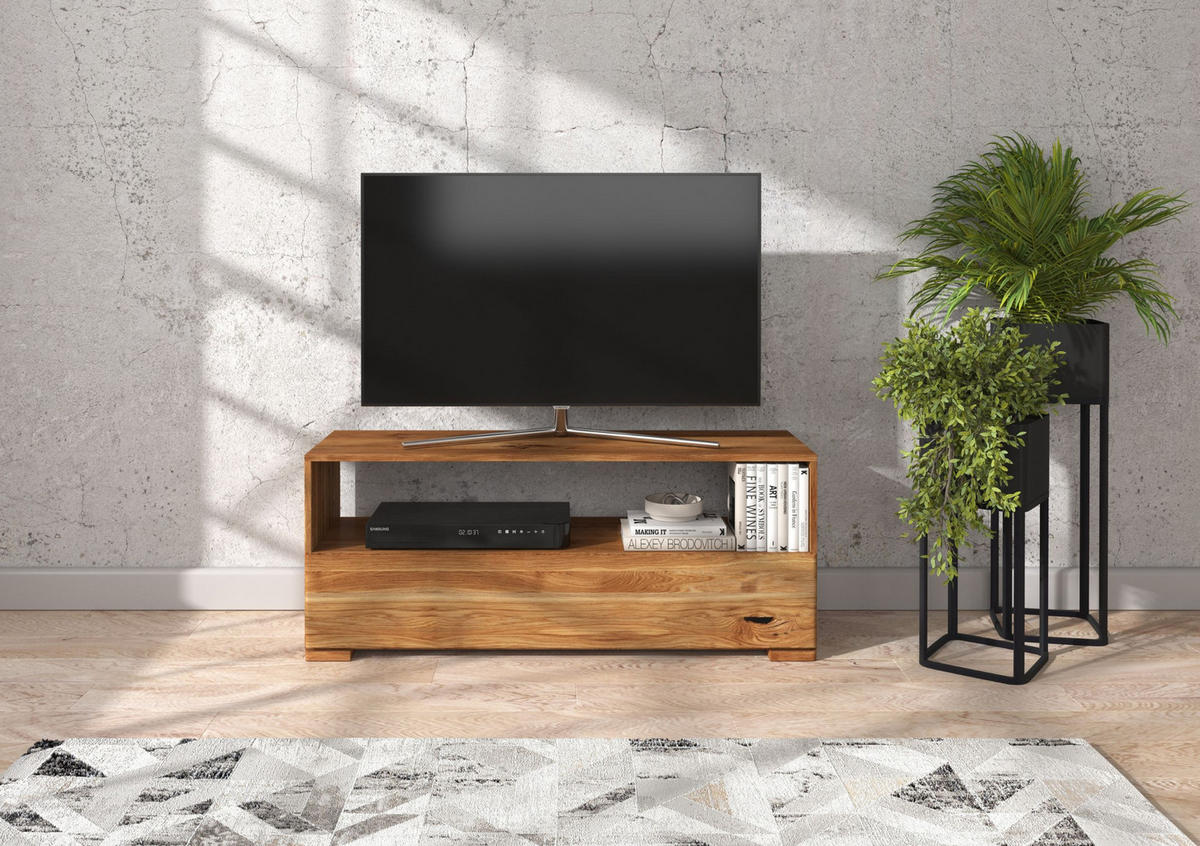 MASSIVHOLZ-TV-SCHRANK Sandema, Eiche - lackiert, Naturfarben - Eichefarben, Eichenholz/Holz (120/51.5/44.8cm) - Visby