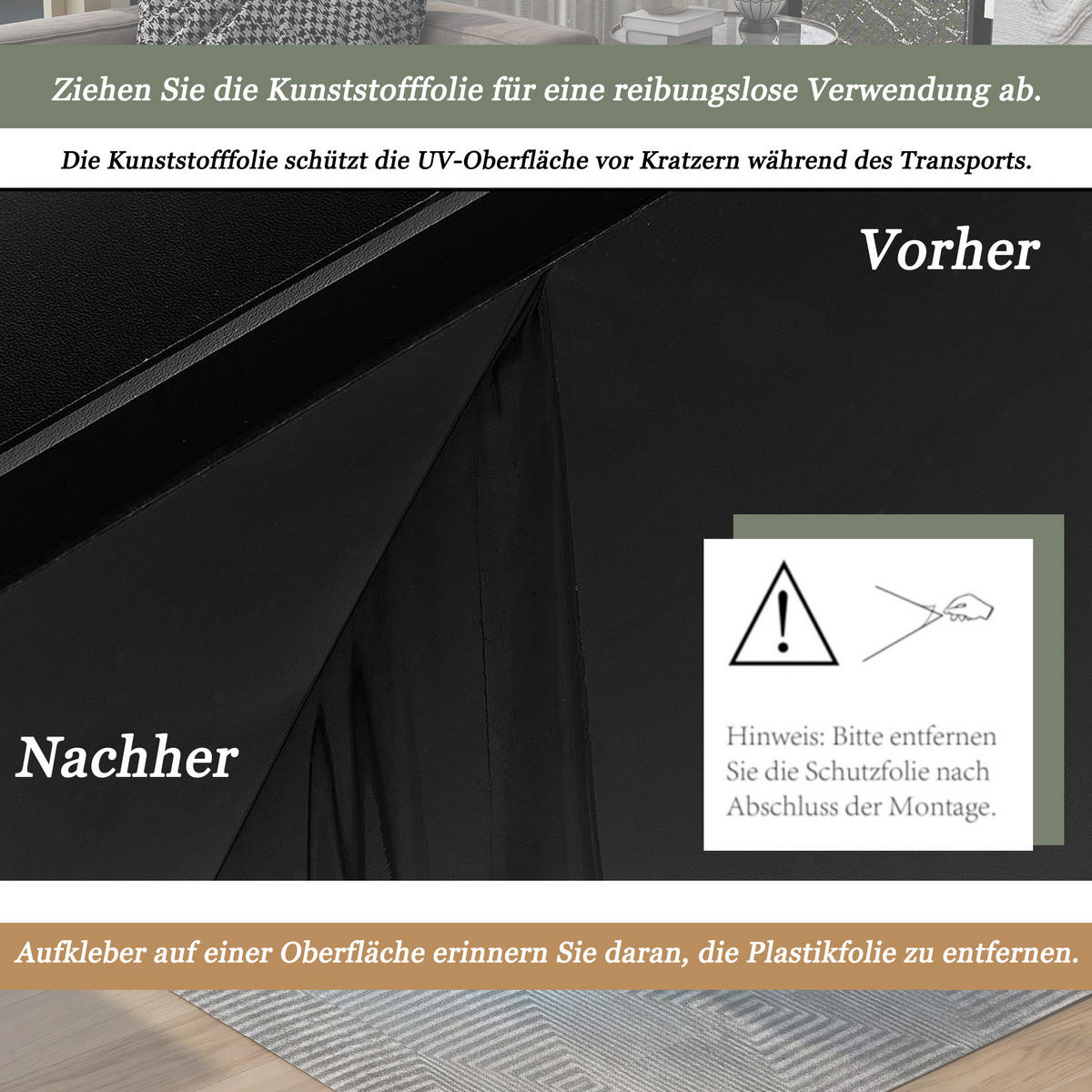 COUCHTISCH Schwarz 360° drehbar LED 70x70x36cm Hochglanz - Schwarz, Holzwerkstoff (70/70/36cm) - FLIEKS