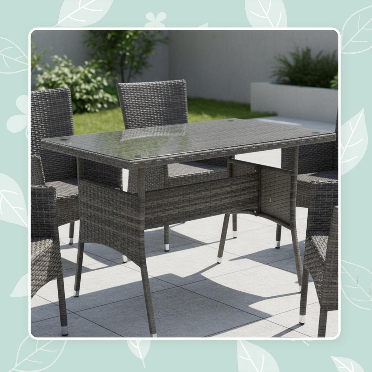 GARTENTISCH - Grau, Glas/Kunststoff (60/100/70cm) - Relaxdays