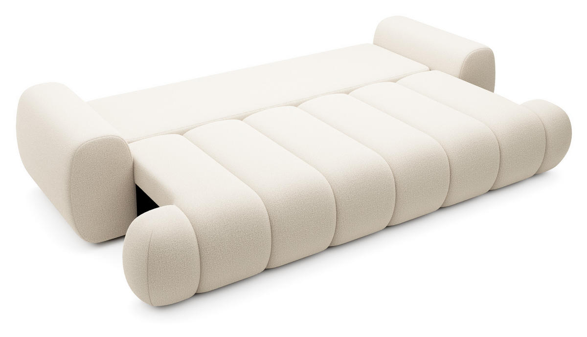 SOFA 260 cm mit Schlaffunktion Puro, Bettkasten, Modern Design, Creme - Creme, Holz (263/81/110cm) - Emporius