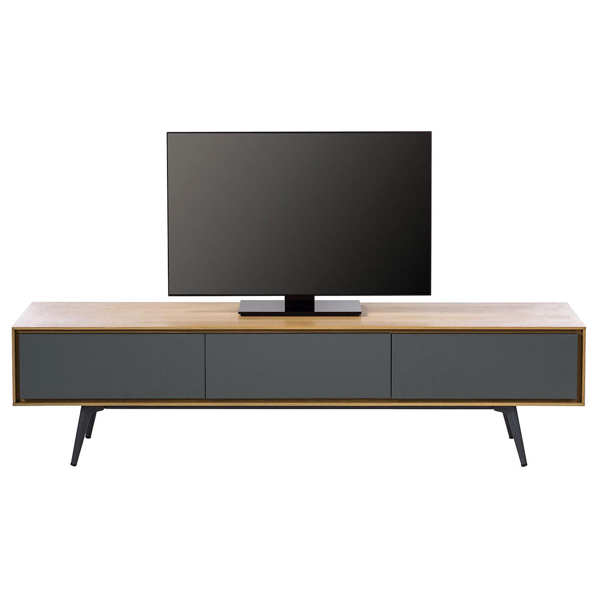 TV-LOWBOARD - Echtholzfurnier - Dunkelgrau, Holzwerkstoff (180/45/40cm) - home24