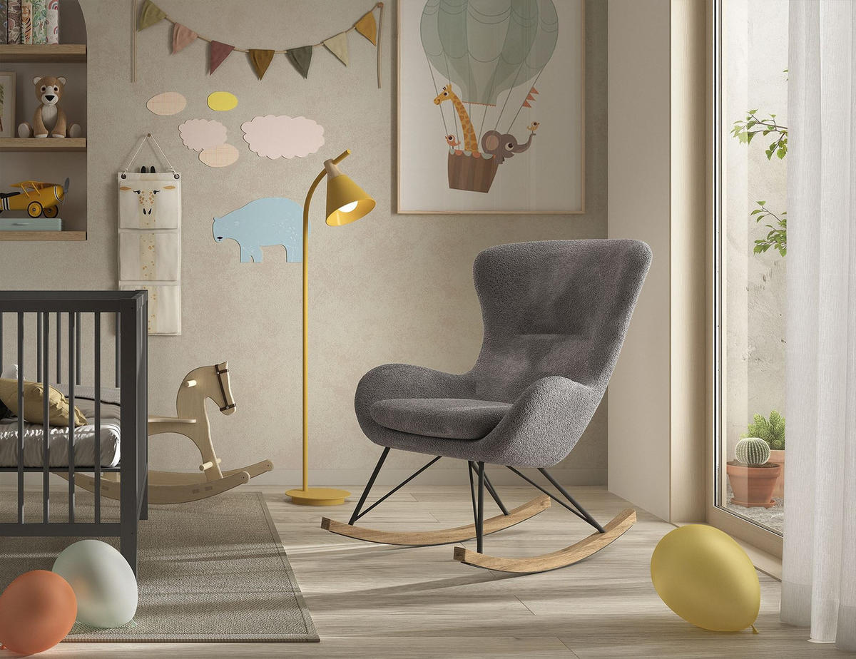 SCHAUKELSTUHL Katreena 76x110x101 Anthrazit/Schwarz/Natur - Anthrazit, Metall (76/101/110cm) - 58aufmkessel