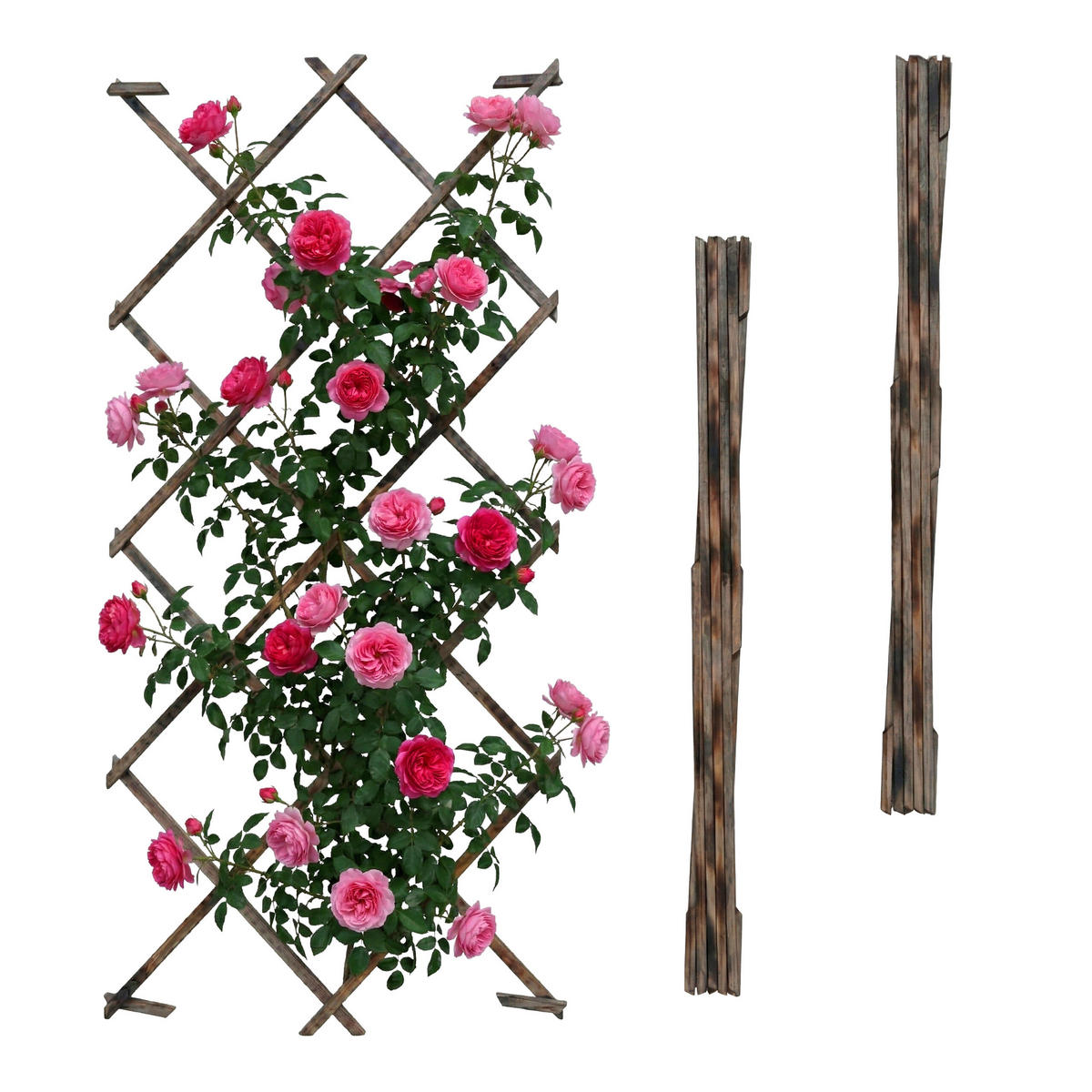 3XRANKGITTER - Braun, Holz (120/180/1.5cm) - Relaxdays