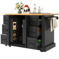 KÜCHENINSEL 120/91/45(75) cm Schwarz aus MDF und Metall mit Rollen - Schwarz, Holzwerkstoff (45/91/120cm) - OKMYHOME