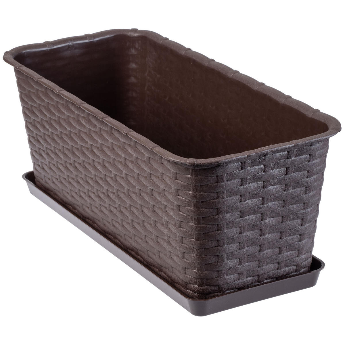 BALKONKASTEN mit Untersetzer 40 cm, Braun - Braun, Kunststoff (17/40cm) - KADAX