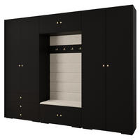 GARDEROBEN-SET 236,7/300/47 - Goldfarben/Schwarz, Holz/Kunststoff (300/236.7/47cm) - Abiks Möbel