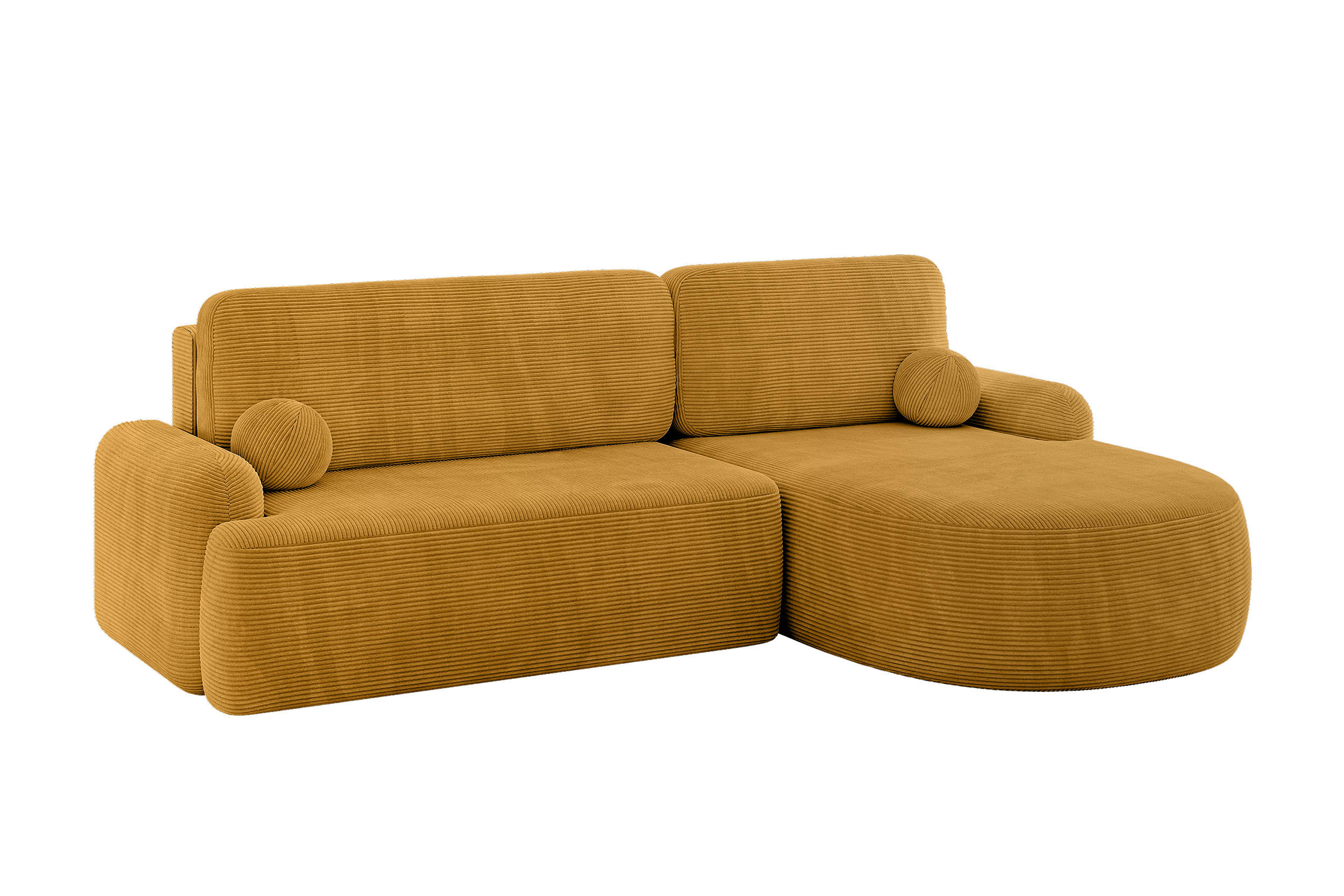 ECKSOFA mit Schlaffunktion und Bettkasten LIRA-L - 264x172x89 Senfgelb - Sandfarben, Holzwerkstoff/Textil (172/264cm) - ALTDECOR