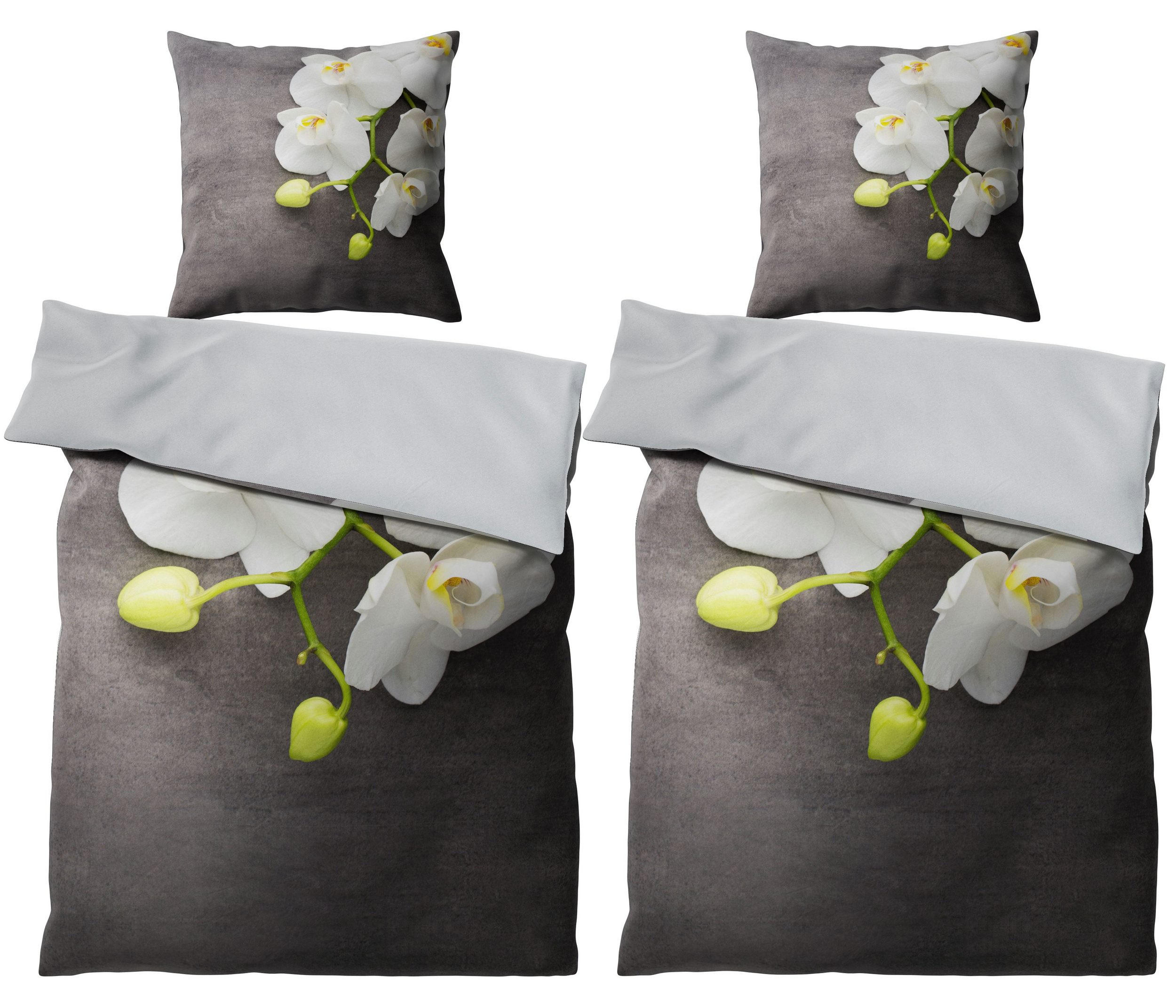 BETTWÄSCHE 4-teilig Pretty - Grau, Naturmaterialien (135/200cm) - Sanilo