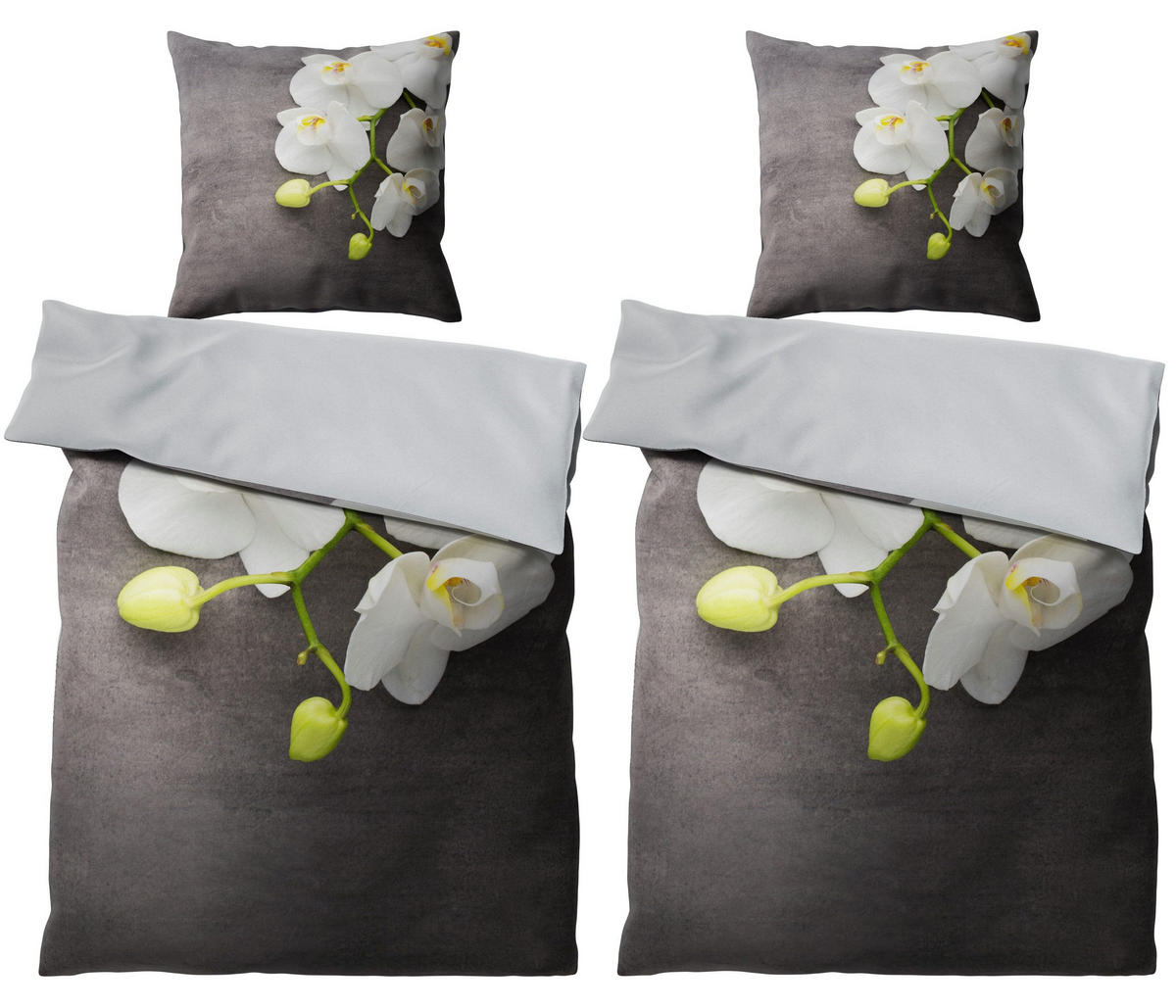 BETTWÄSCHE 4-teilig Pretty - Grau, Naturmaterialien (135/200cm) - Sanilo