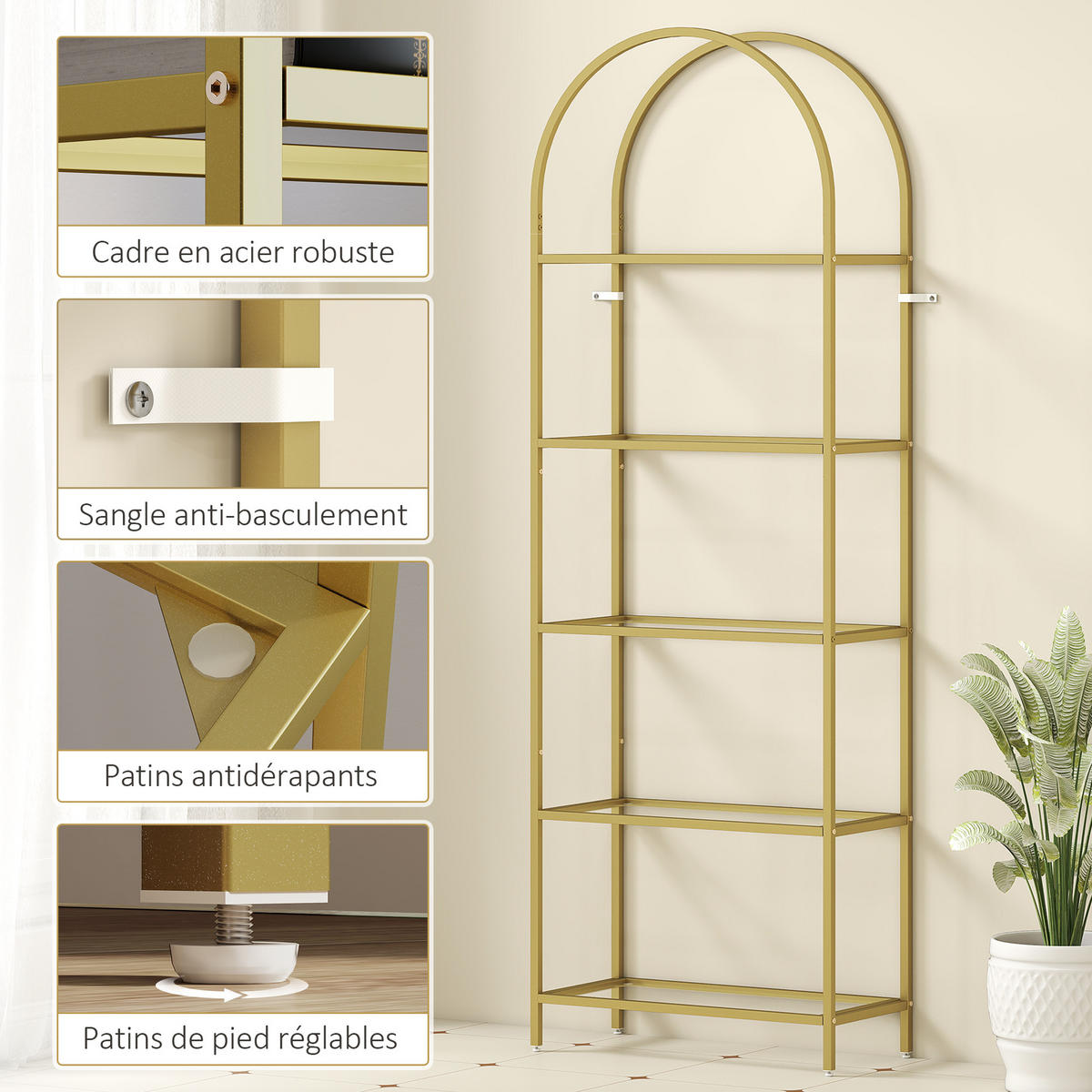 BÜCHERREGAL 60/30/175 cm Gold - Goldfarben, Metall (60/175/30cm)