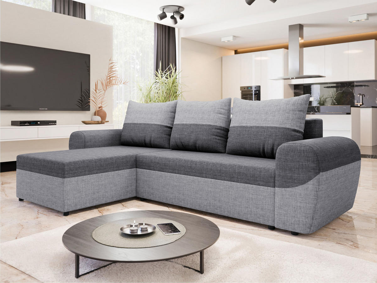 ECKSOFA Mader - Dunkelgrau/Hellgrau, Holz/Kunststoff (260/140cm) - MIRJAN24