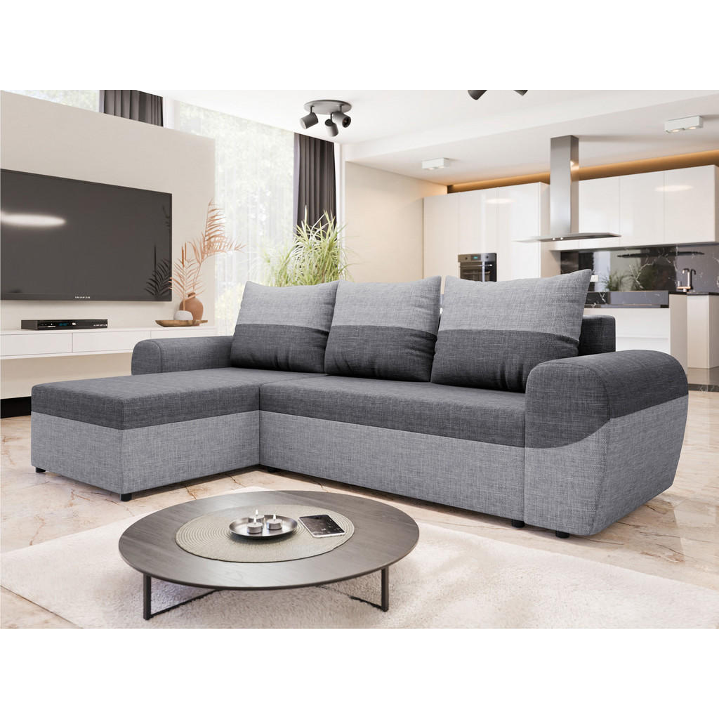 Thumbnail - Mirjan24 Ecksofa, Hellgrau, Dunkelgrau, Textil, 4-Sitzer, L-Form,L-Form, rund, 260x140 cm, Wohnzimmer, Sofas & Couches, ...