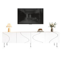 TV-LOWBOARD 170 x 35 x 50 cm, 4 Push-to-Open-Türen, 3D-Wellenfront, Metallfüße, Weiß - Weiß, Holzwerkstoff (170/50/35cm)