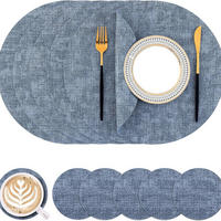PLATZSETS (10-teiliges Set) – 33 cm – Blau - Blau, Leder (33/33cm)