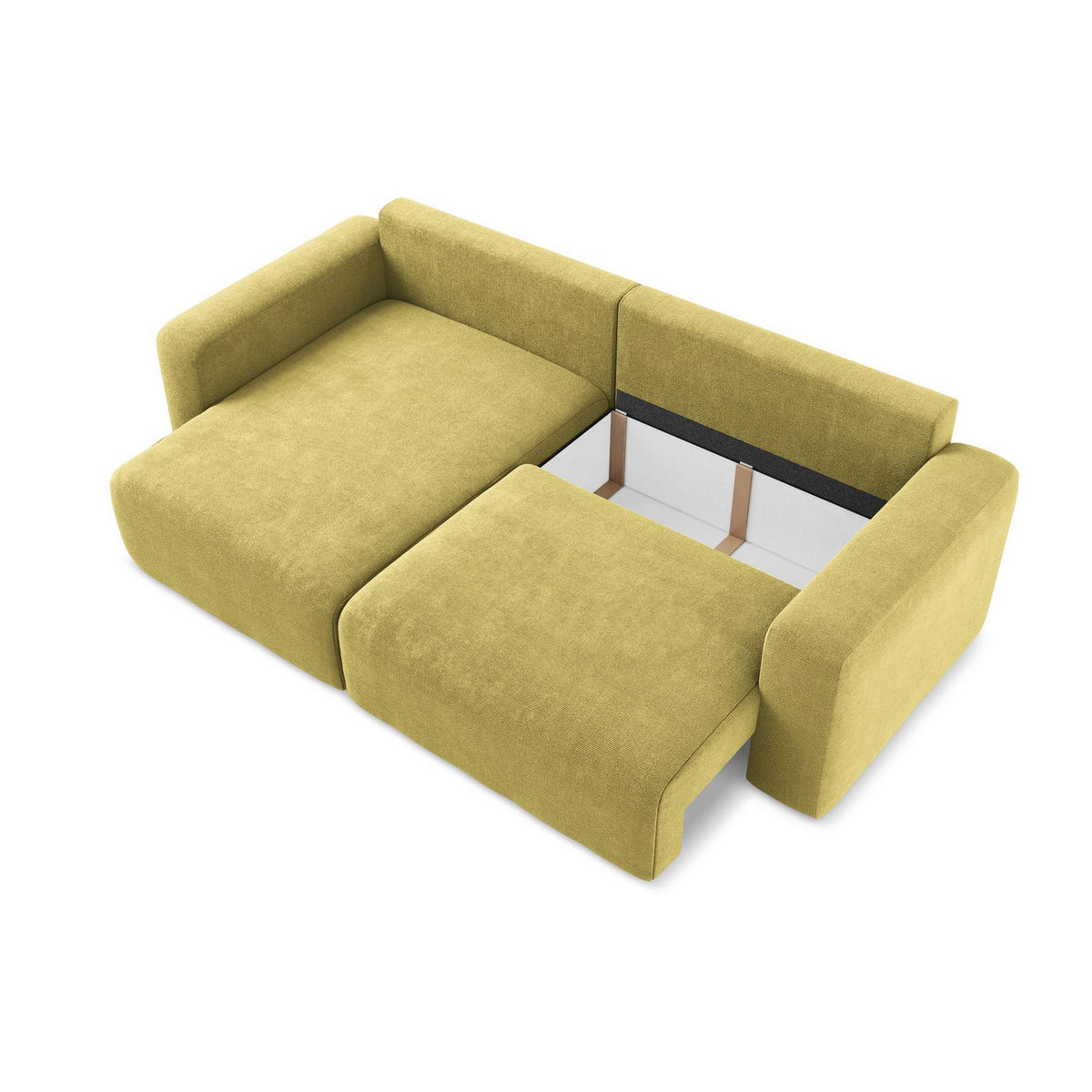 ECKSOFA mit Schlaffunktion links Chenille Stoff Grün - Limette/Schwarz, Kunststoff/Textil (149/244cm) - LaMiaSofa