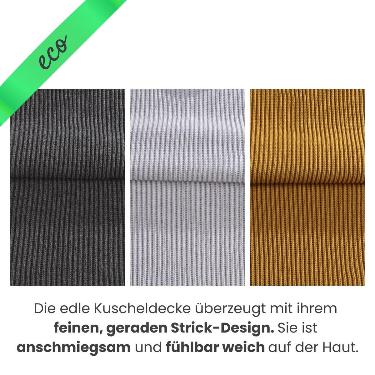 STRICKDECKE eco-line gelb 140/190 cm aus 60% recycelten Materialien - Gelb, Textil (140/190cm) - wometo