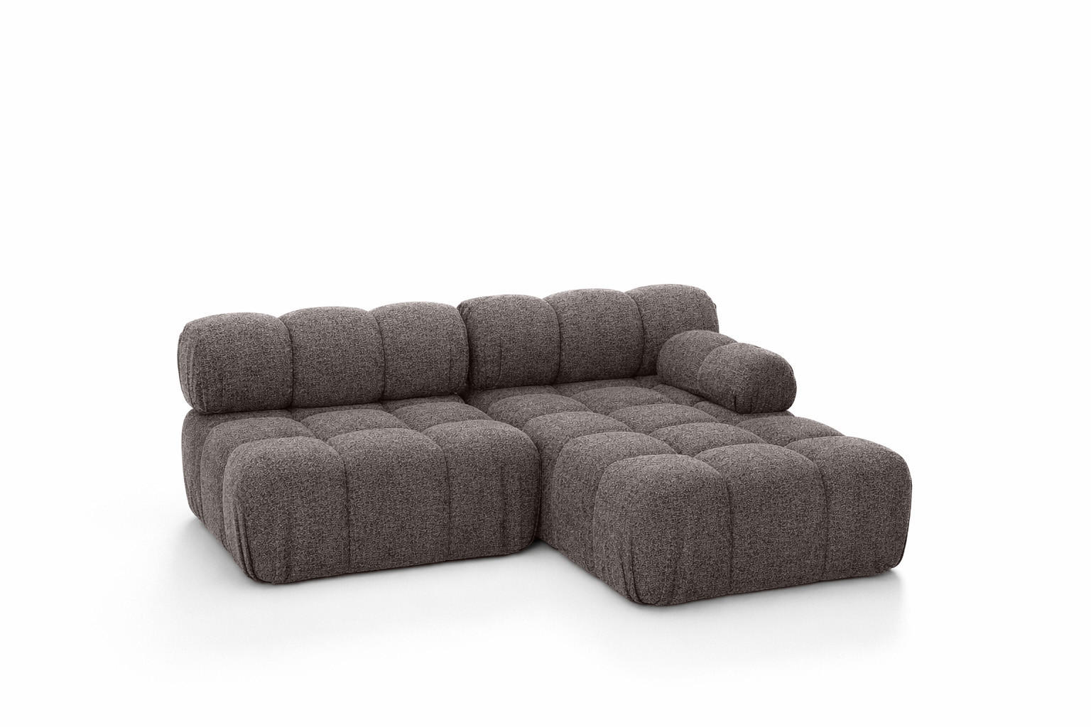 ECKSOFA L-Form Mini II Modular, Bouclé-Stoff Abriamo, Braun, Rechts, Selia - Braun, Holz (190/160cm) - Kaiser Möbel
