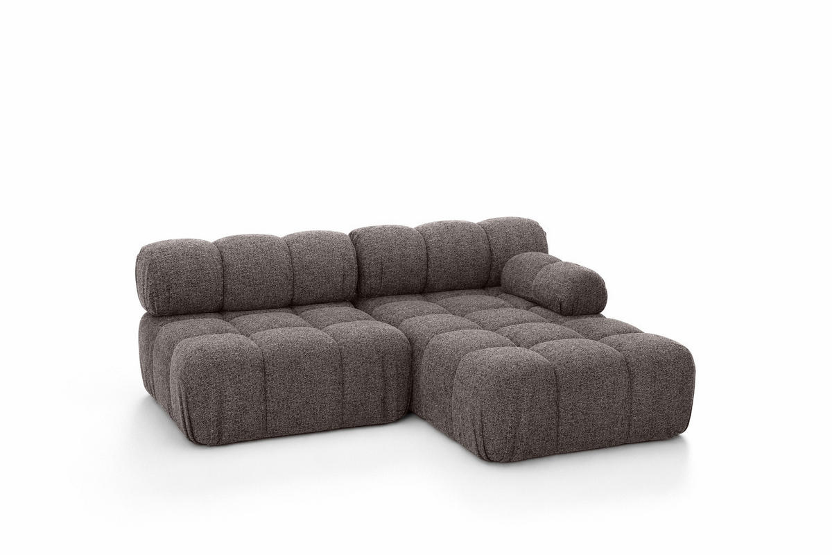 ECKSOFA L-Form Mini II Modular, Bouclé-Stoff Abriamo, Braun, Rechts, Selia - Braun, Holz (190/160cm) - Kaiser Möbel