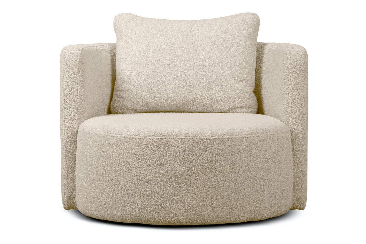 DREHSESSEL-SET RAGGI inkl. Sitzhocker, Boucle, Ecru - Ecru, Textil (92/75/80cm) - KONSIMO®