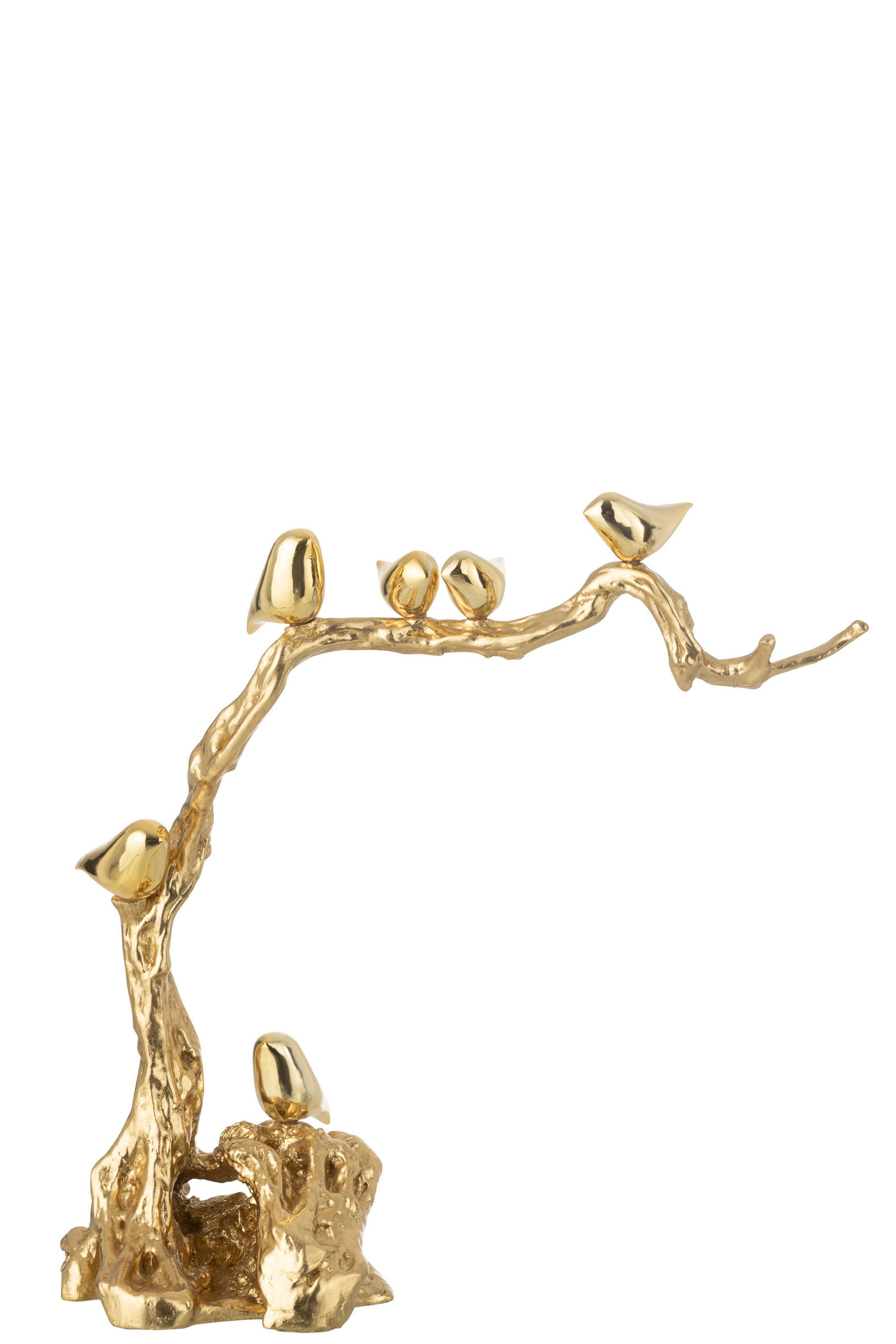 DEKOOBJEKT VOGEL AUF ZWEIG Gold - Goldfarben, Glas/Naturmaterialien (24/62/64cm) - J-Line