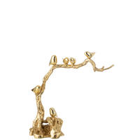 DEKOOBJEKT VOGEL AUF ZWEIG Gold - Goldfarben, Glas/Naturmaterialien (24/62/64cm) - J-Line