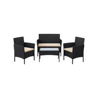 SITZGRUPPE 4-TEILIG GARTENMÖBEL-SET - Schwarz, Metall - Hansiro