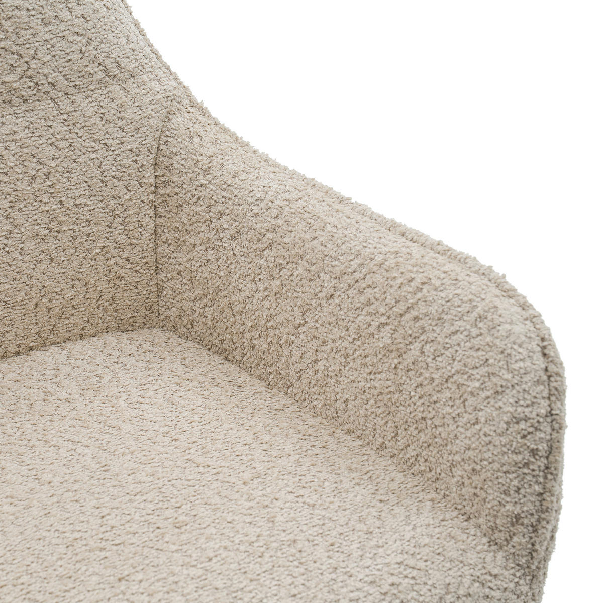 STUHL QUATTRO drehbar gepolsterter mit Steppung - hellbeige - Boucle - Ecru/Schwarz, Textil/Metall (58/86/60cm) - NEW HOME