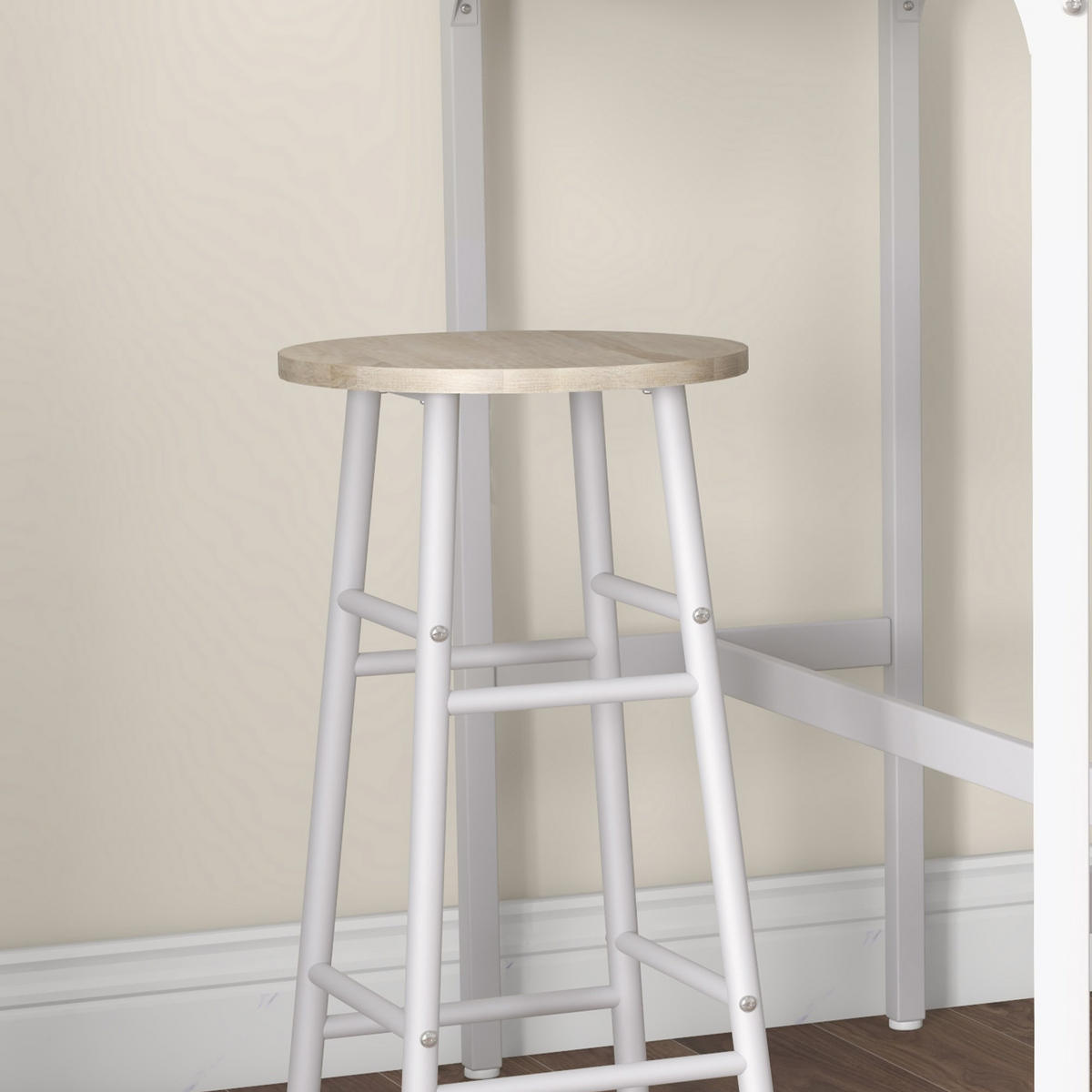 BARTISCH-SET DE-14727 2 Hocker mit Fußstütze Holzoptik/Weiß - Eichefarben, Holzwerkstoff (105/40/90cm) - ComfortXL