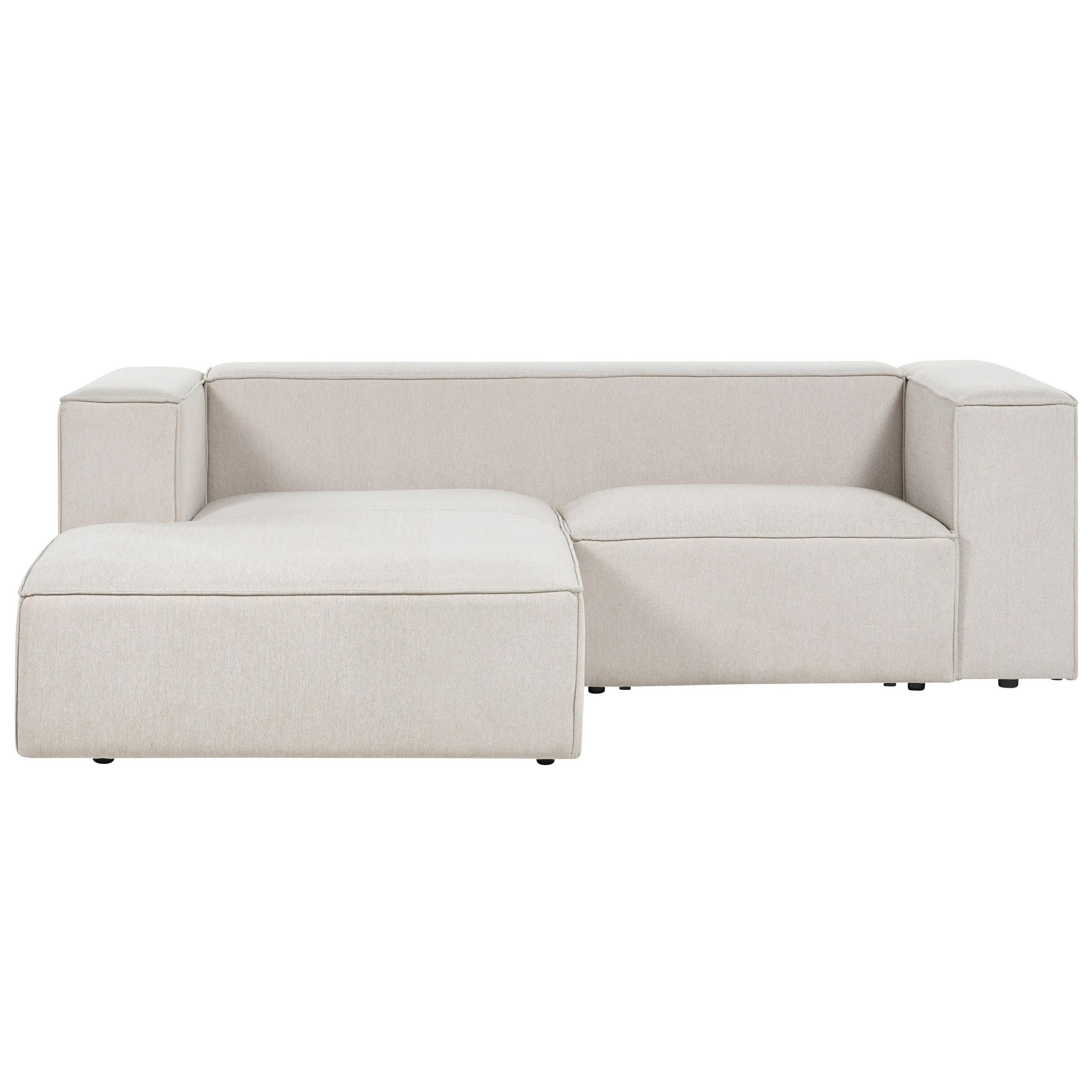 2-SITZER-ECKSOFA hellbeige linksseitig Vernon - Weiß, Textil (236/175cm) - Beliani