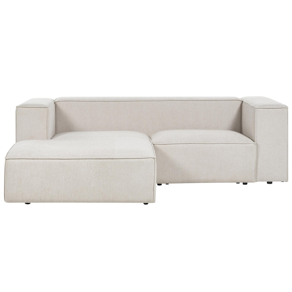 2-SITZER-ECKSOFA hellbeige linksseitig Vernon - Weiß, Textil (236/175cm) - Beliani