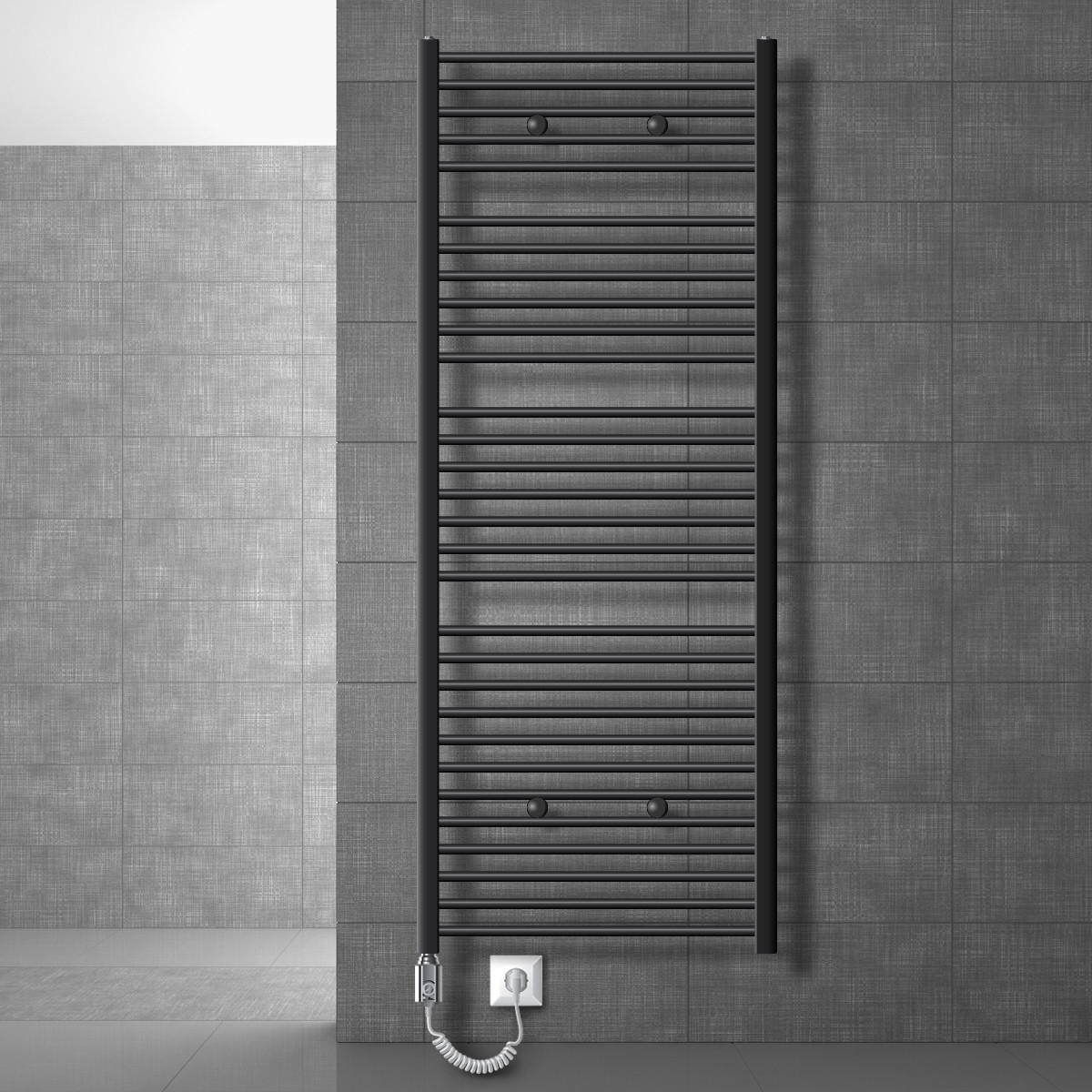 BADHEIZKÖRPER elektrisch Sahara 750x1800 mm Anthrazit gerade mit Heizstab 900W - Anthrazit, Metall (3/180/75cm) - LuxeBath
