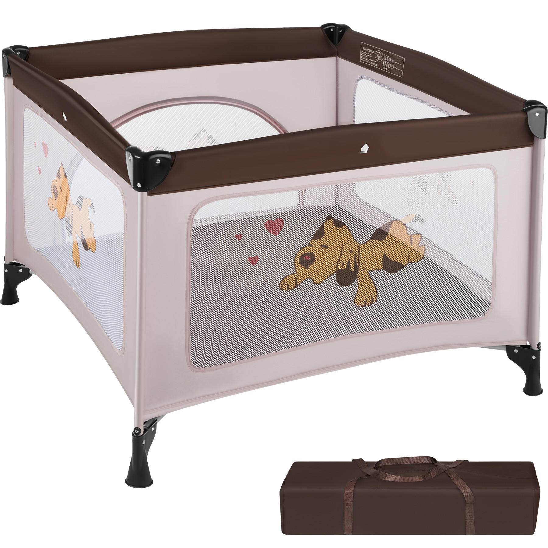 LAUFSTALL für Baby Tommy Junior,105 x 105 x 78 cm,braun - Braun, Textil (105/78/105cm) - tectake