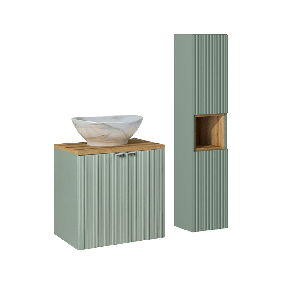 KOPALNIŠKO POHIŠTVO 60cm Jade 2-delni komplet Zeleno in leseno - zelena, leseni material (60/57/40cm) - Petits-meubles