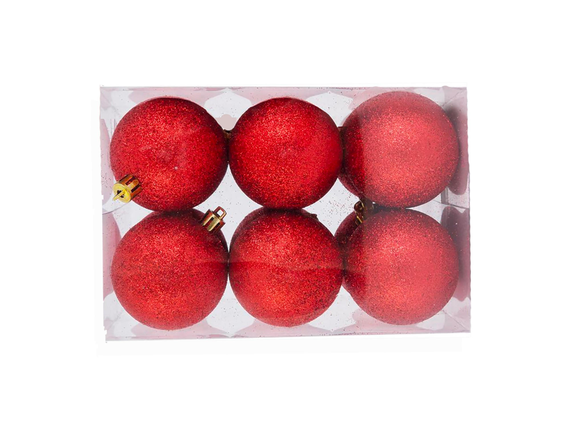 WEIHNACHTSORNAMENTE 12er-Set Ornamente rot mit Glitzer 4 cm - Rot, Kunststoff (4/4/4cm) - LAALU